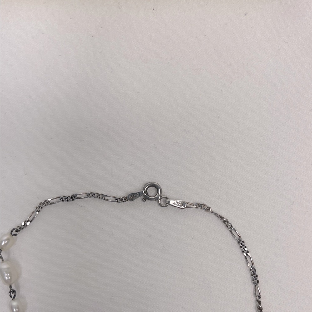 Sterling Silver and White Pearl Bracelet/Anklet Italy - Picture 4 of 5